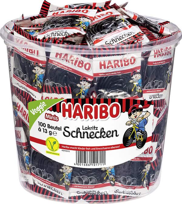 Haribo Lakritz Schnecken Mini 100 ST x 13 g (1,3 kg)