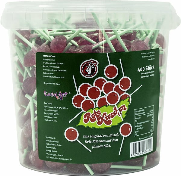Hirsch Kirsch Lolly Lutscher Eimer 400 Stück 1200g