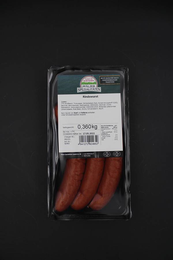 Pfälzer Spezialitäten Rindswurst 3 x 120g