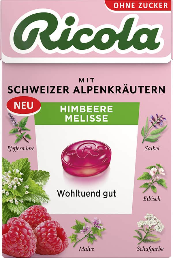 Ricola Himbeere Melisse ohne Zucker 50g