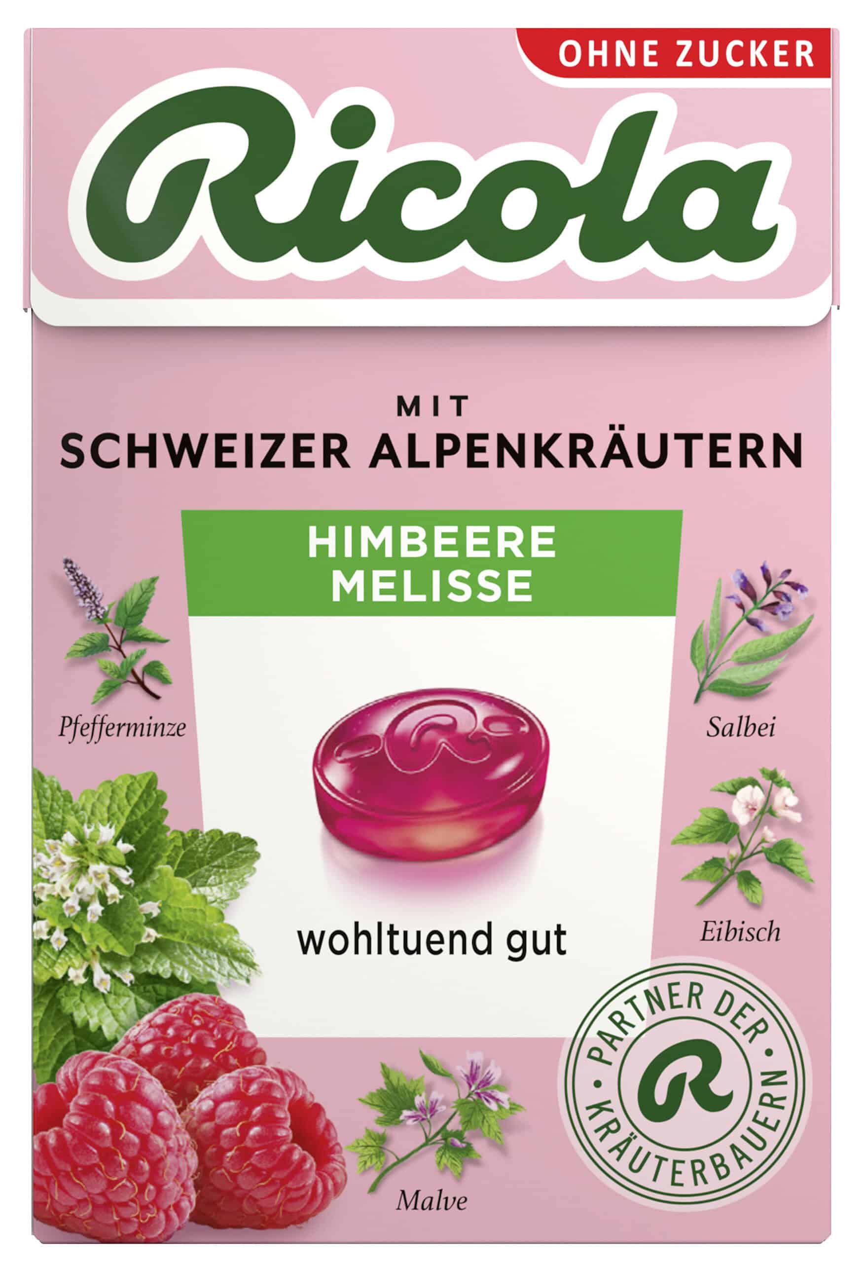 Ricola Himbeere Melisse ohne Zucker 50g