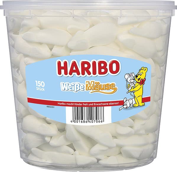 Haribo Weisse Mäuse Schaumzucker 150 Stück 1,05kg