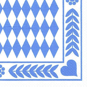 Papstar Servietten, 3-lagig 1/4-Falz 33 cm x 33 cm "Bayrisch Blau" 250 Stück