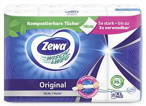 Zewa Wisch & Weg Original Küchenrollen 8 x 45 Blatt 2-lagig