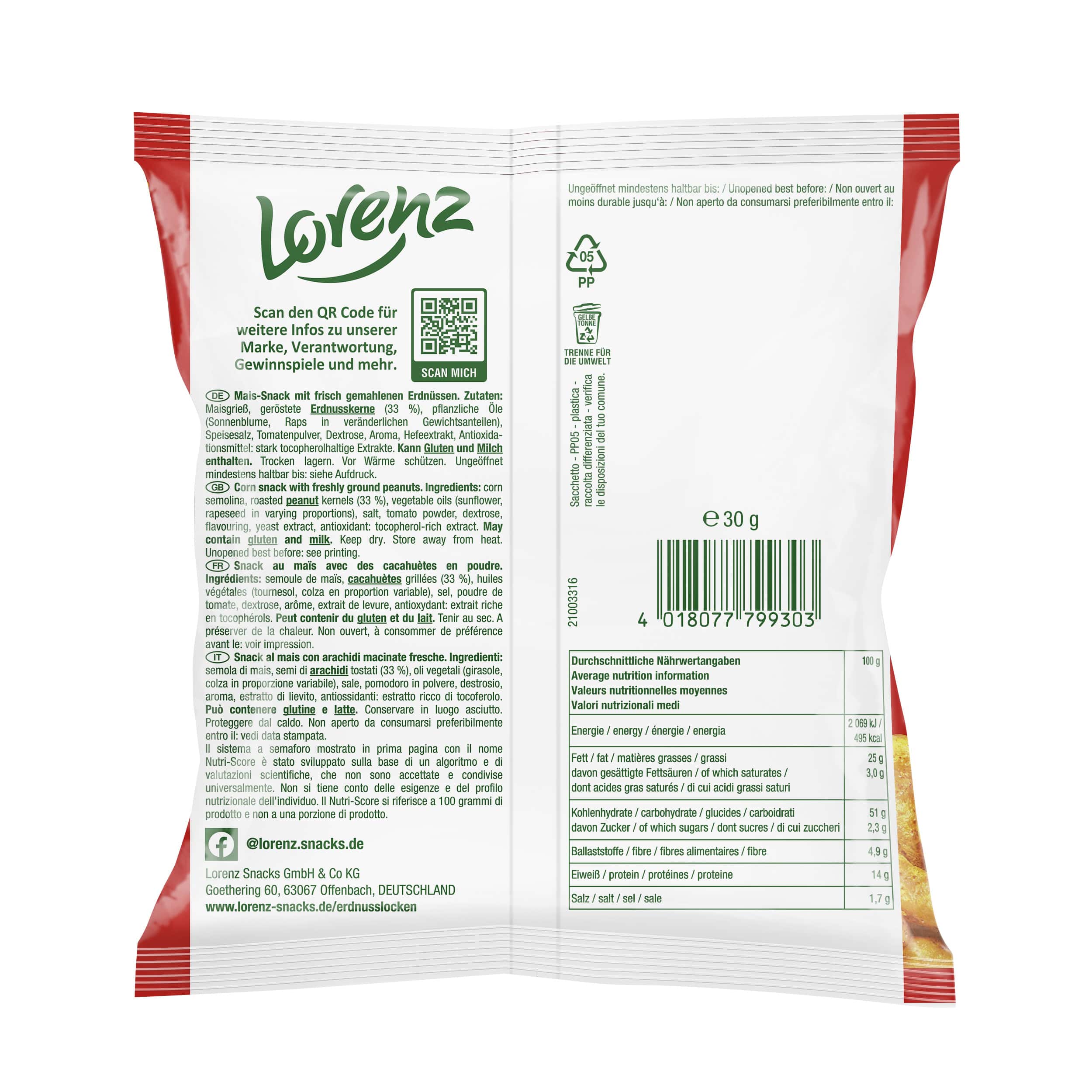 Lorenz Erdnuss Locken Classic 20 Kleinbeutel je 30g (600 g) – Bild 2