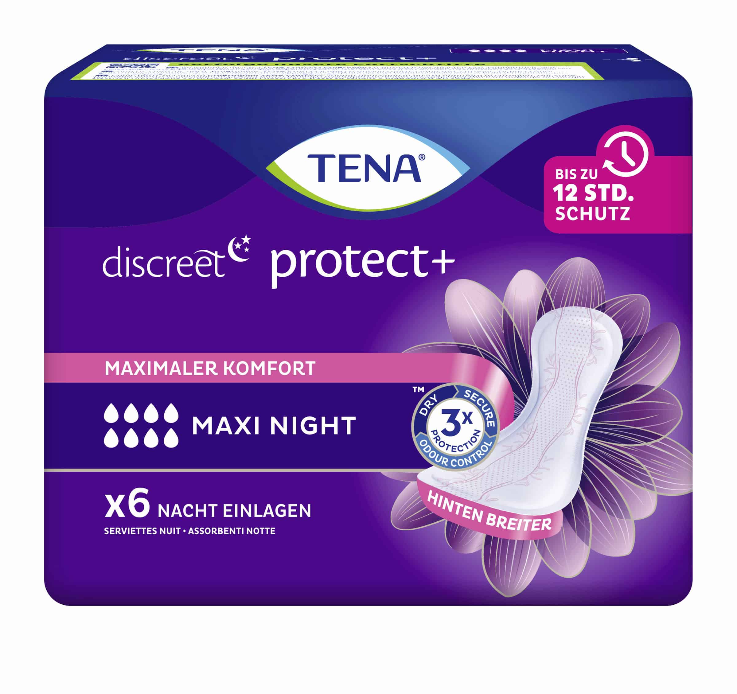 TENA Discreet Protect+ Maxi Night Inkontinenzeinlagen 6 Stück