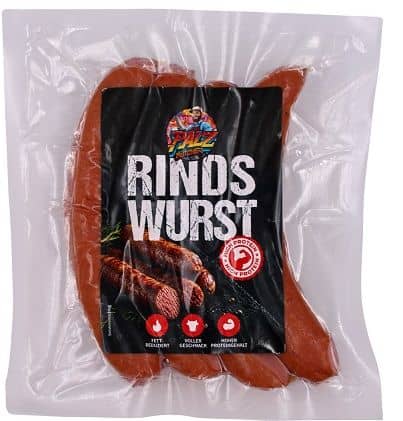 Pfälzer Spezialitäten Palz Butcher Rindswurst High Protein 4 x ca. 80 g – Bild 2
